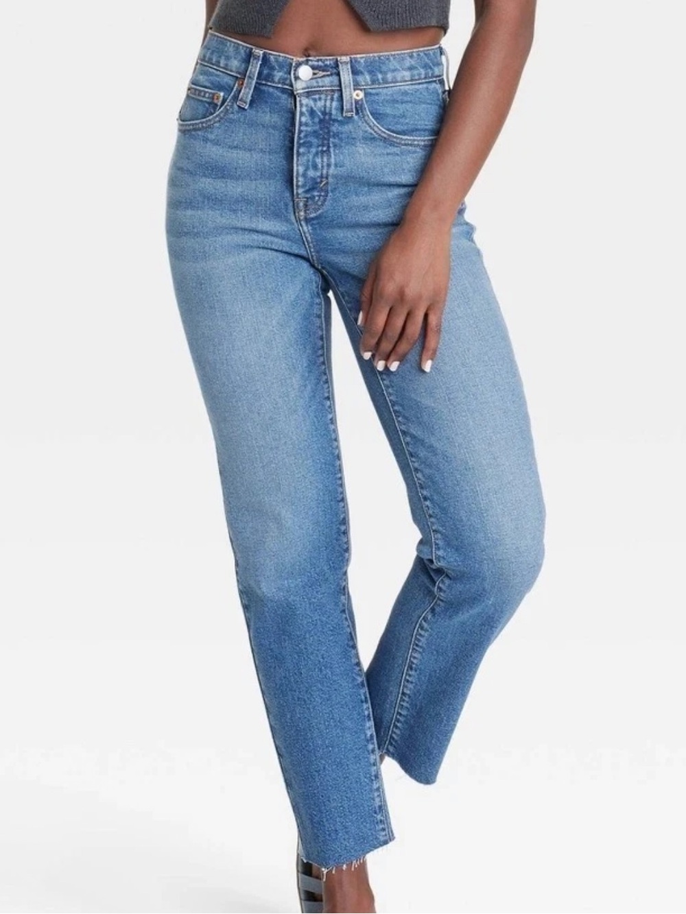 Universal Thread NWT 2 mid-rise 80’s slim button fly raw hem denim Jeans